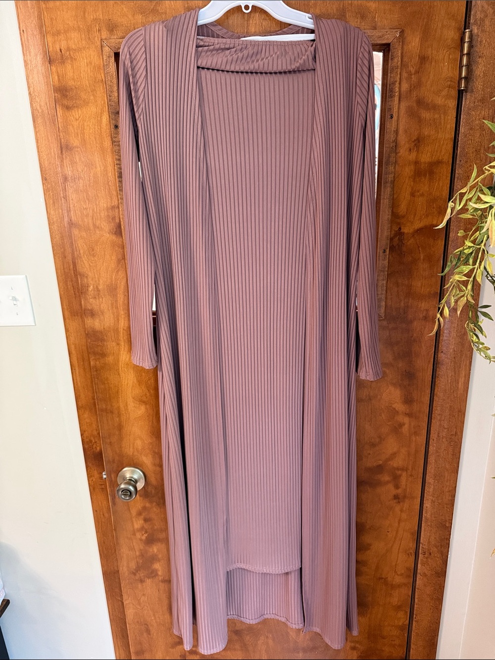 Maternity Women’s Long Ribbed Open-Front Dress - brown